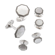 Octagon white mother of pearl cufflink and tuxedo stud set