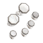 Octagon white mother of pearl cufflink and tuxedo stud set