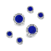 Lapis Lazuli sterling silver cufflink & stud set.