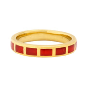 Red carnelian segment band ring in 18k gold vermeil