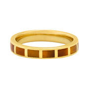 Tiger's eye segment band ring in 18k gold vermeil 