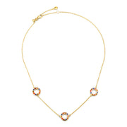 Multicolor enamel open circle station necklace in gold— Jan Leslie
