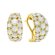 Gold Vermeil White Mother-of-Pearl Bubble Wide Huggie Hoop Earrings | Jan Leslie