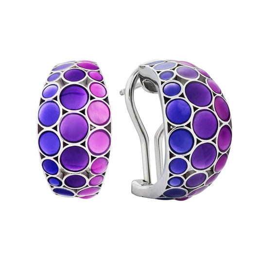 Bubble Gemstone Sterling Crescent Earrings