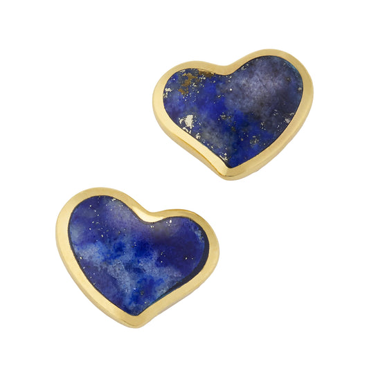 Heart Gemstone Gold Vermeil Sterling Stud Earrings