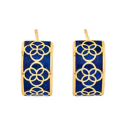  gold vermeil sterling silver wide-band white mother of pearl floral lattice huggie hoop earring Jan Leslie