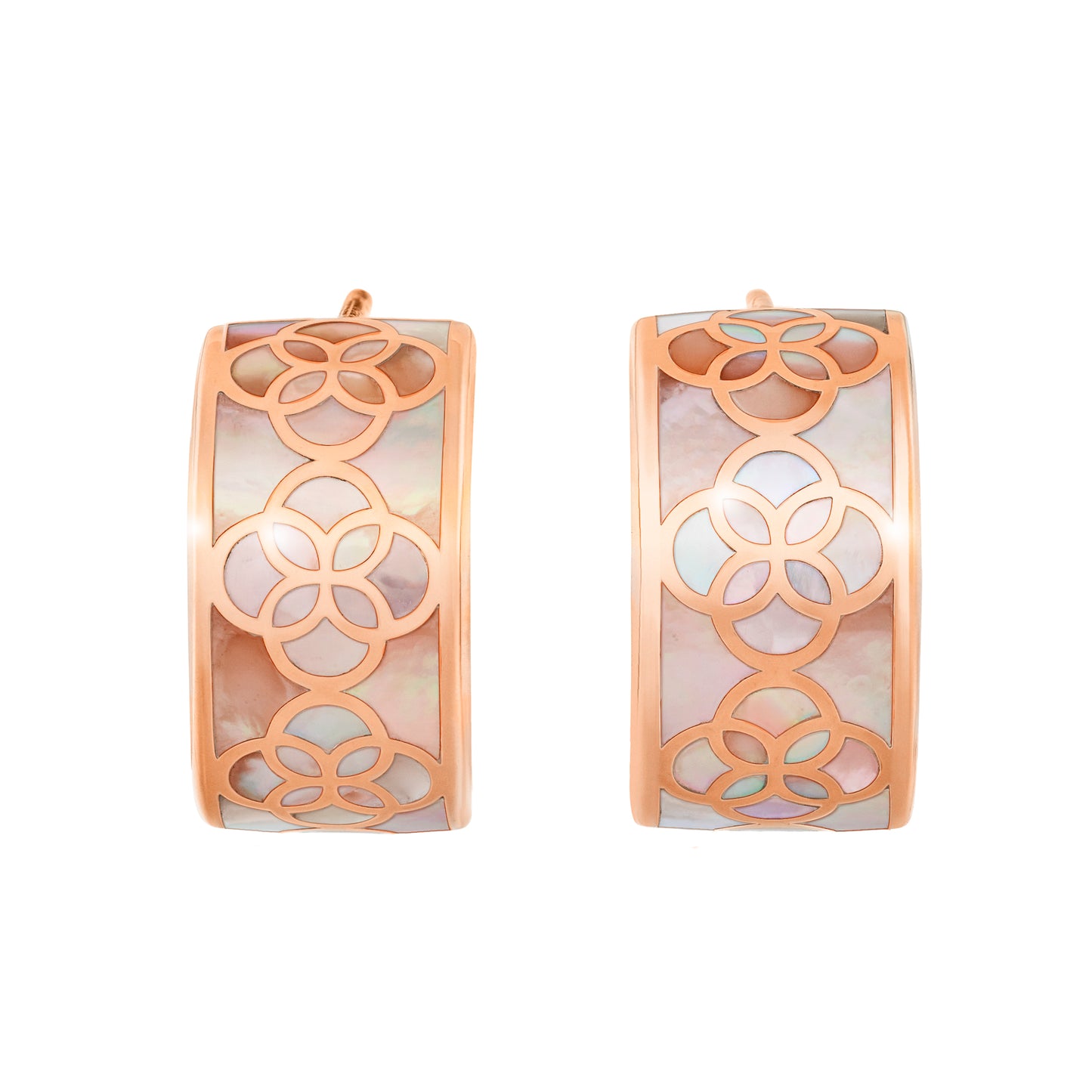 Petal Taupe Mother of Pearl Sterling Huggie Earrings