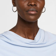 Ombré blue mother of pearl tile sterling silver hoop earrings