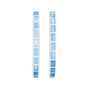 Ombré blue mother of pearl tile sterling silver hoop earrings