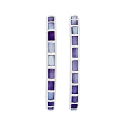 Ombré lavender mother of pearl tile sterling silver hoop earring