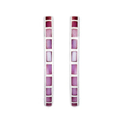 Ombré purple and lavender mother of pearl tile sterling silver hoop earrings