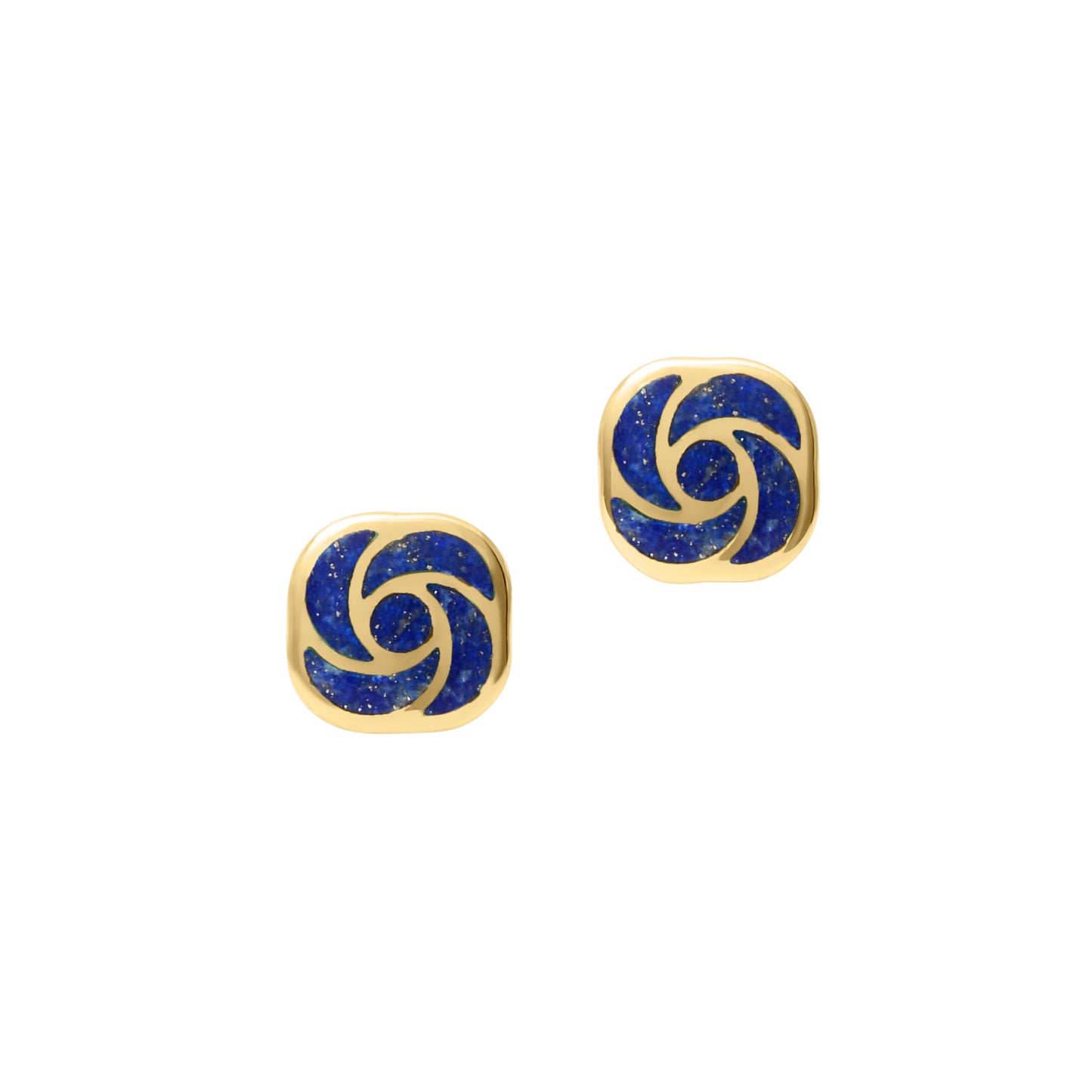 Lapis lazuli pinwheel stud earrings in gold vermeil 