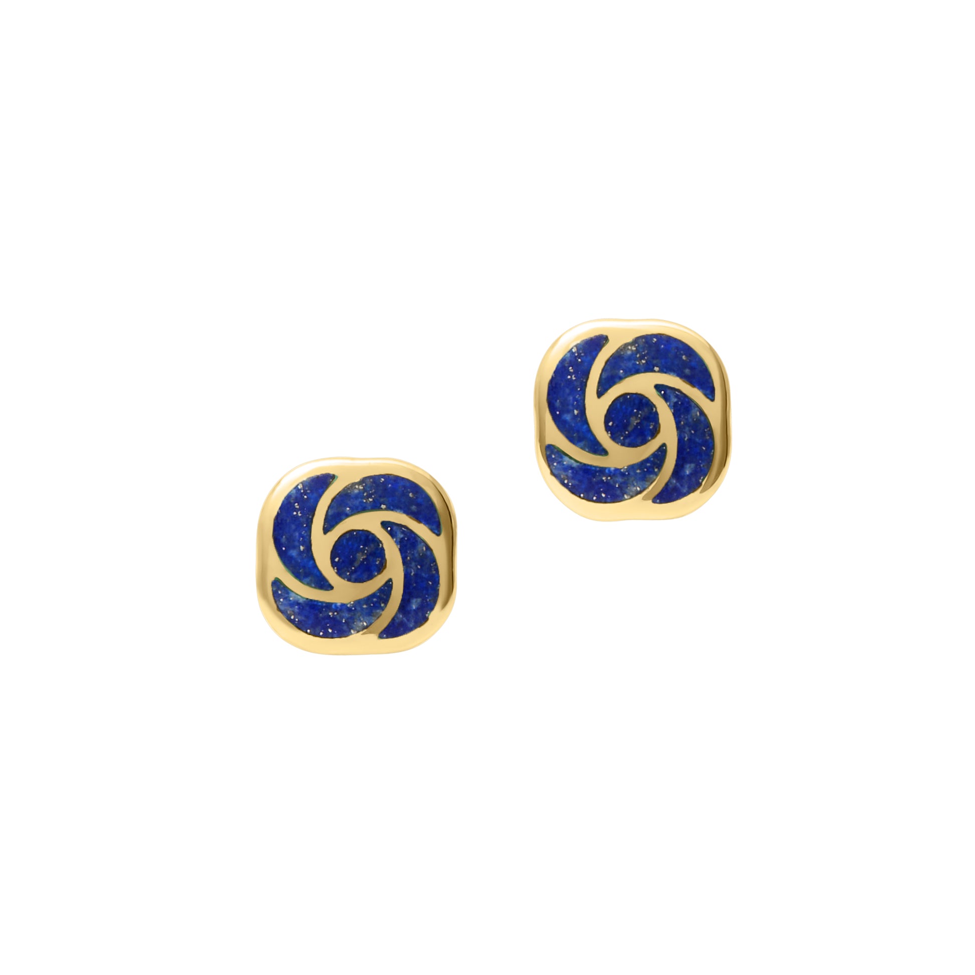 Lapis lazuli pinwheel stud earrings in gold vermeil 