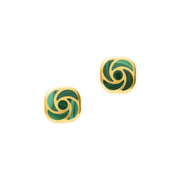 Malachite pinwheel stud earrings in gold vermeil