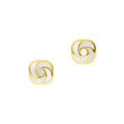 Mother-of-pearl pinwheel stud earrings in gold vermeil