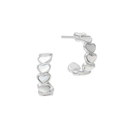 Sterling silver mother-of-pearl heart hoop earrings
