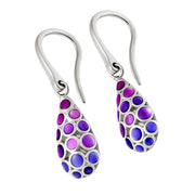 Sterling Silver Purple Blue Ombre Bubble Teardrop Drop Earrings with Mother-of-Pearl Mosaic | Jan Leslie