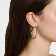 Inside Out Tonal Blue Sterling Hoop Earrings
