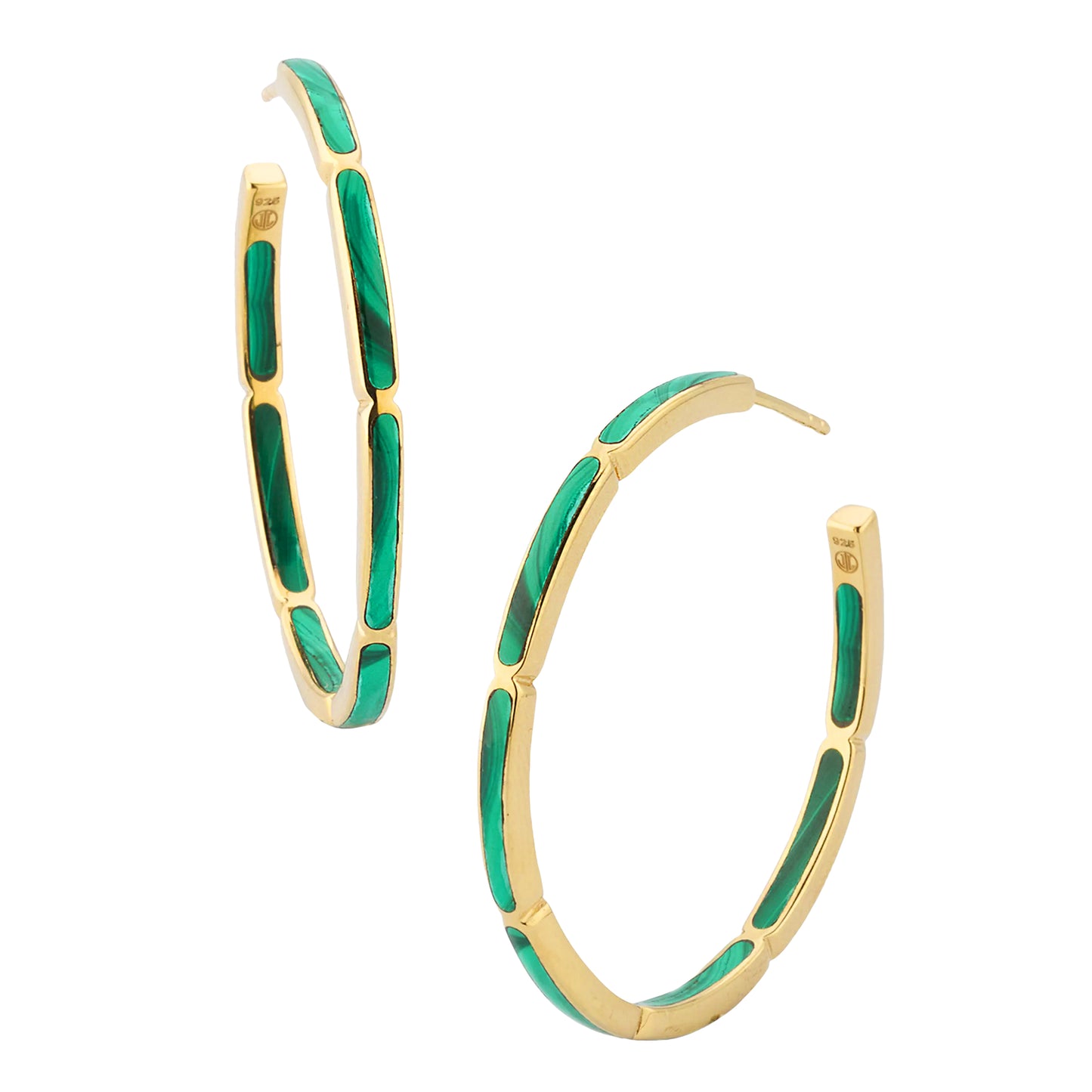 Dash Gemstone Dual Inlay Gold Vermeil Sterling Hoop Earrings