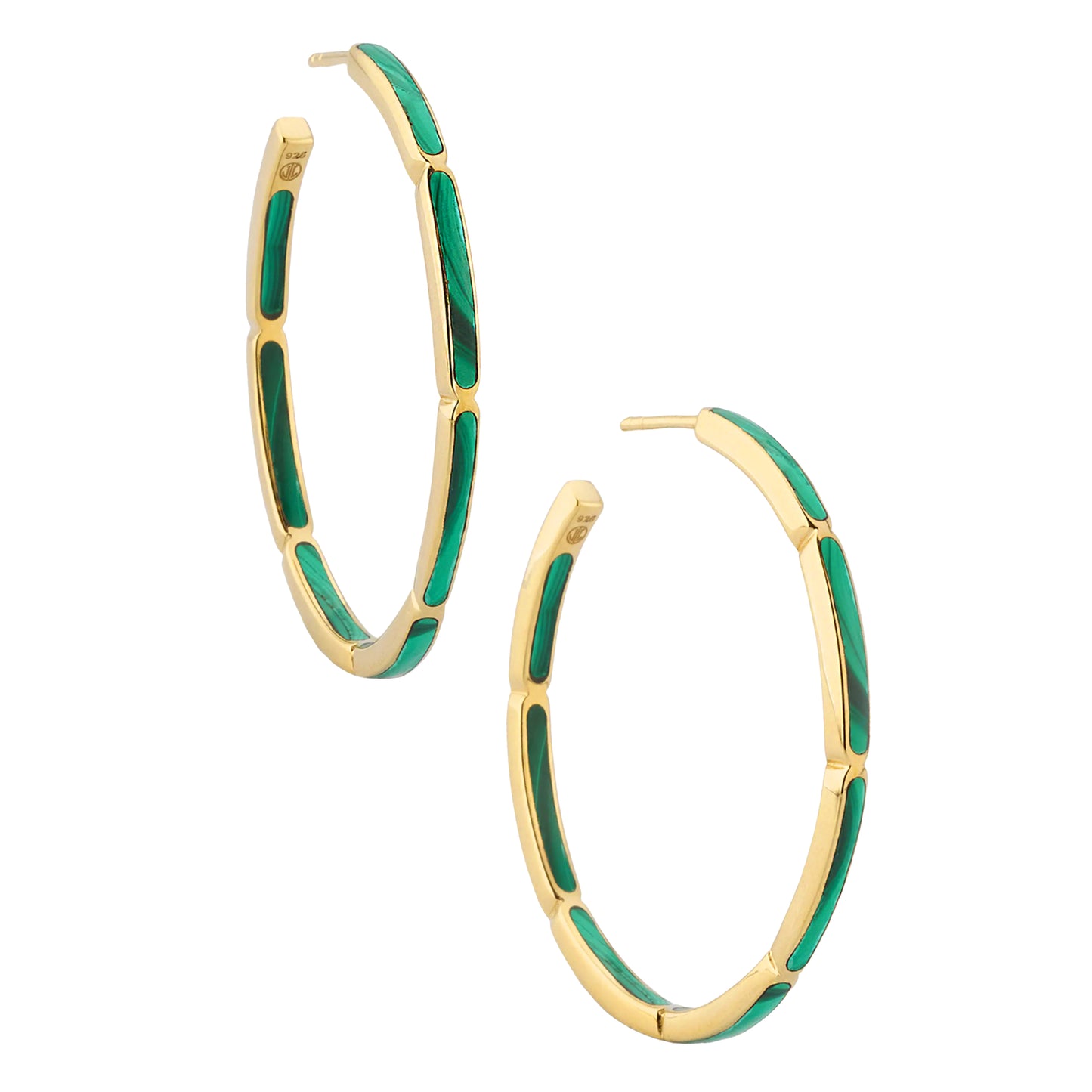 Dash Gemstone Dual Inlay Gold Vermeil Sterling Hoop Earrings