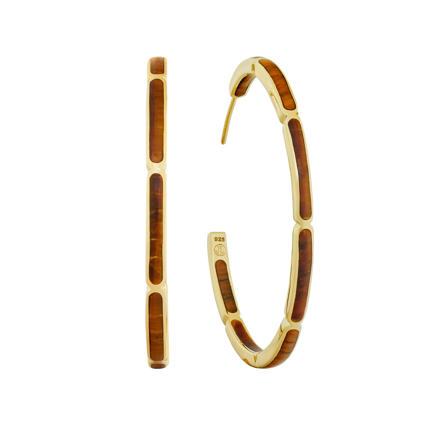 Dash Gemstone Dual Inlay Gold Vermeil Sterling Hoop Earrings