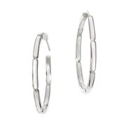 Sterling silver segmented station hoop earrings with polished bar links by Jan Leslie.