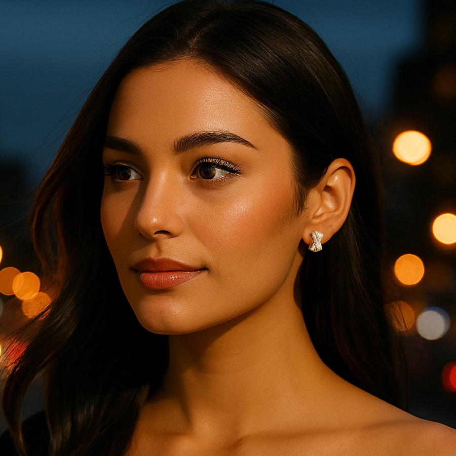 Mariselle Sterling Silver Crossover Stud Earrings