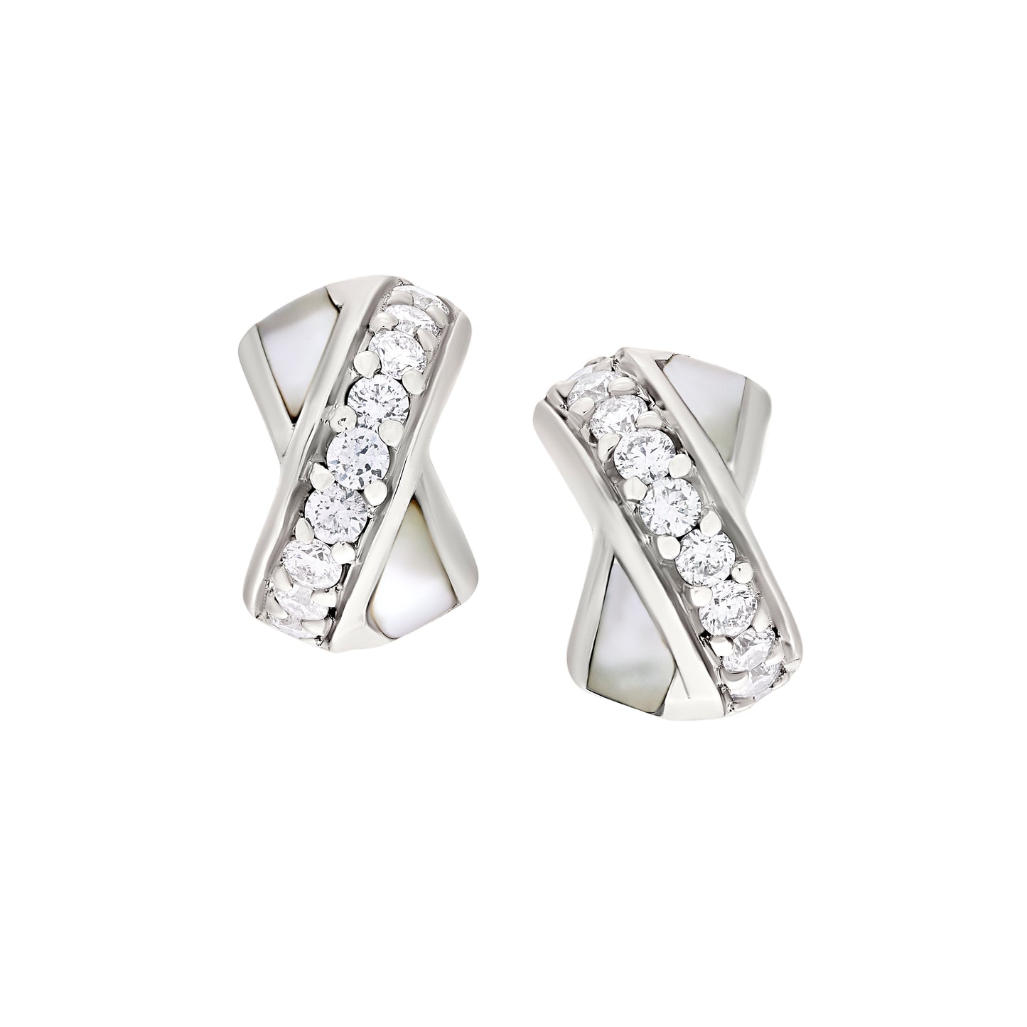 Mariselle Sterling Silver Crossover Stud Earrings