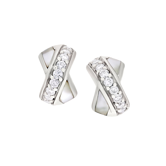 Mariselle Sterling Silver Crossover Stud Earrings