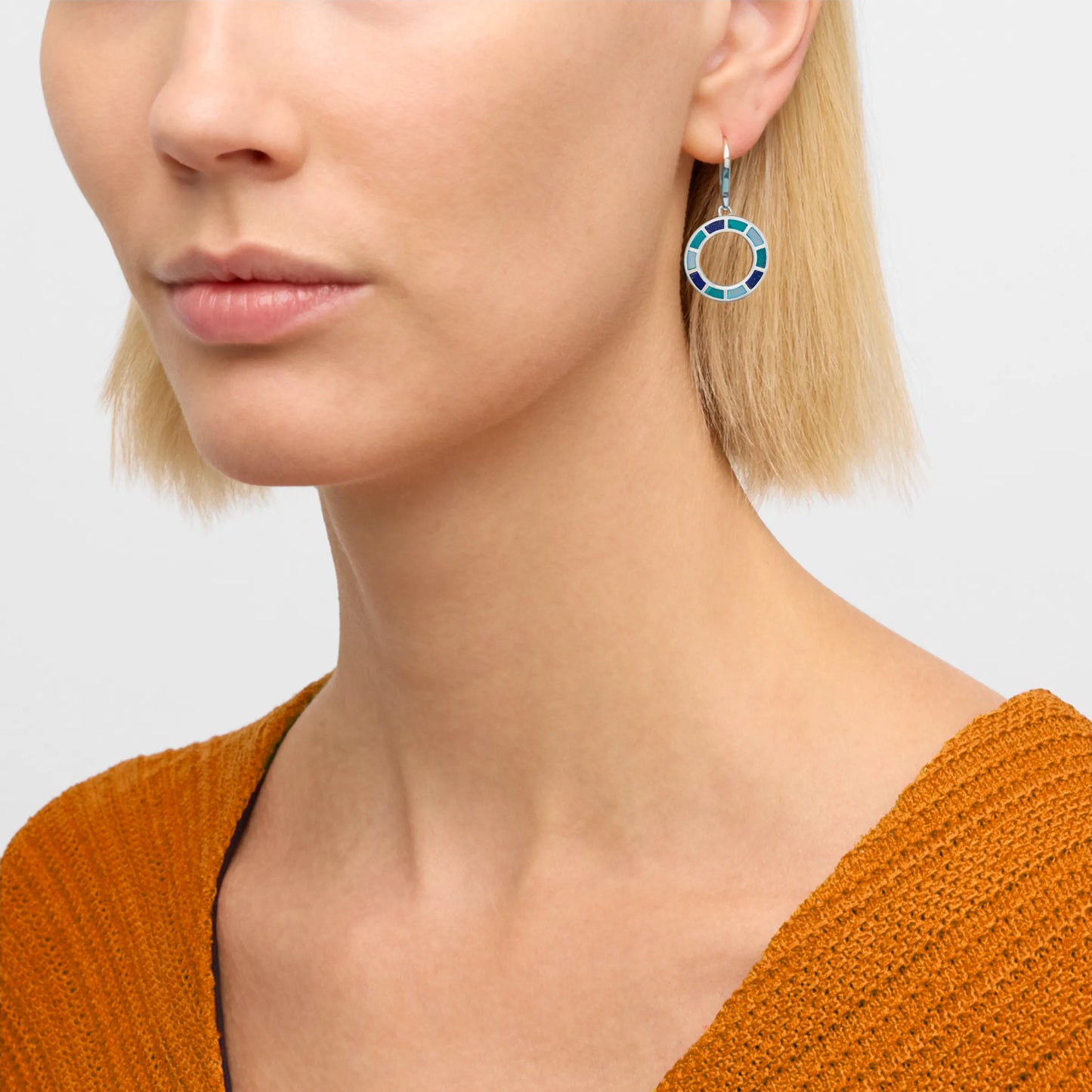 Dash Circle Gemstone Sterling Drop Earrings