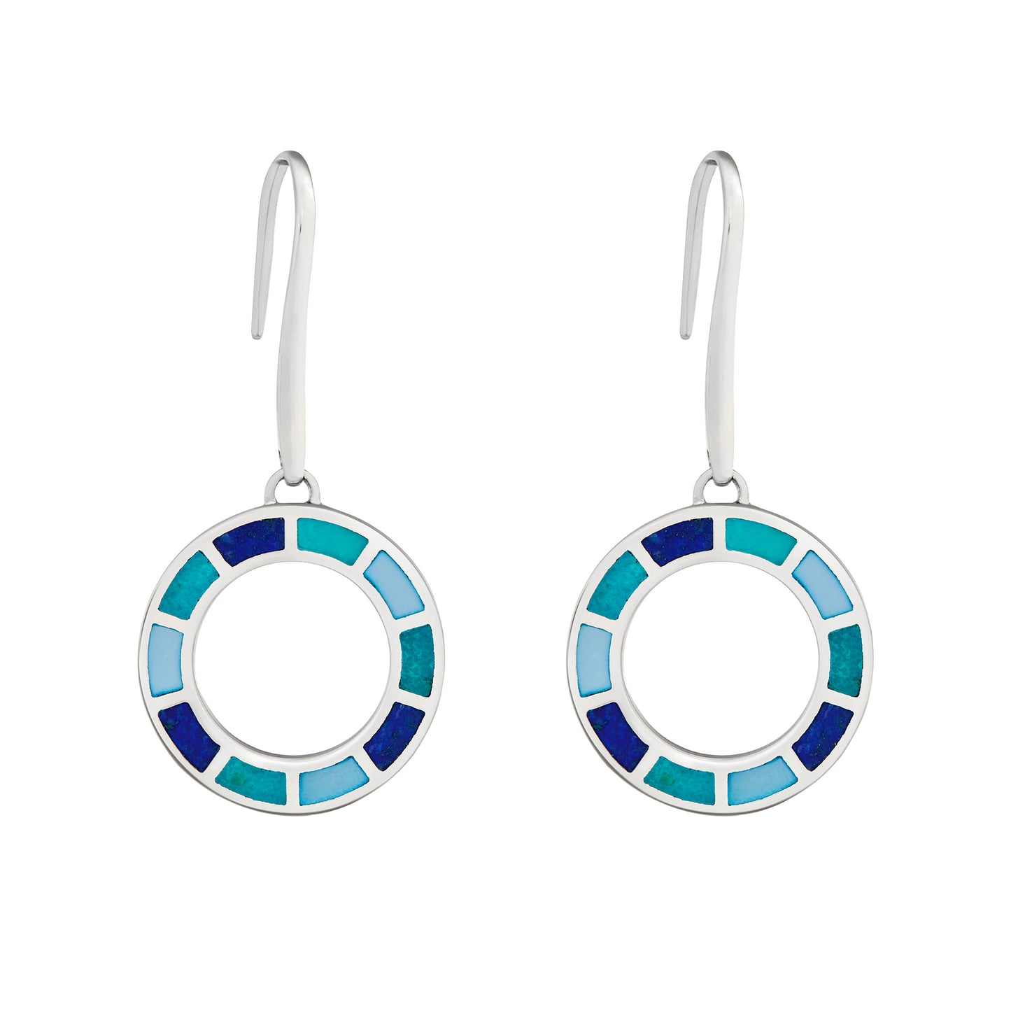 Dash Circle Gemstone Sterling Drop Earrings