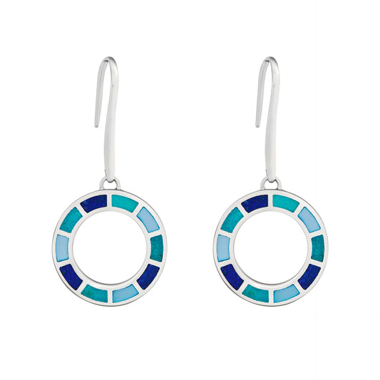 Dash Circle Sterling Drop Earrings