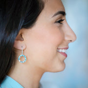Dash Circle Gemstone Sterling Drop Earrings