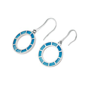 Dash Circle Gemstone Sterling Drop Earrings