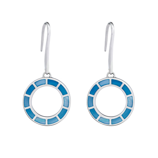 Dash Circle Gemstone Sterling Drop Earrings