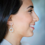 Dash Circle Gemstone Sterling Drop Earrings