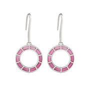 Dash Circle Gemstone Sterling Drop Earrings