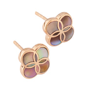 Rose Gold Vermeil Taupe-Pink Mother-of-Pearl Petal Seed of Life Kids' Stud Earrings | Jan Leslie