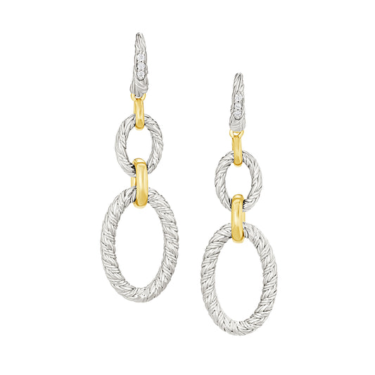Mariselle Sterling Silver with 18k Gold Double Oval Earrings