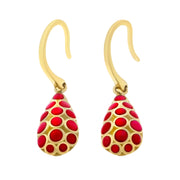 Red enamel bubble teardrop gold vermeil sterling silver drop earrings:
Jan Leslie
