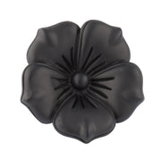  White pearl sculpted flower lapel pin with crystal center showing full silhouette on white background by Jan Leslie