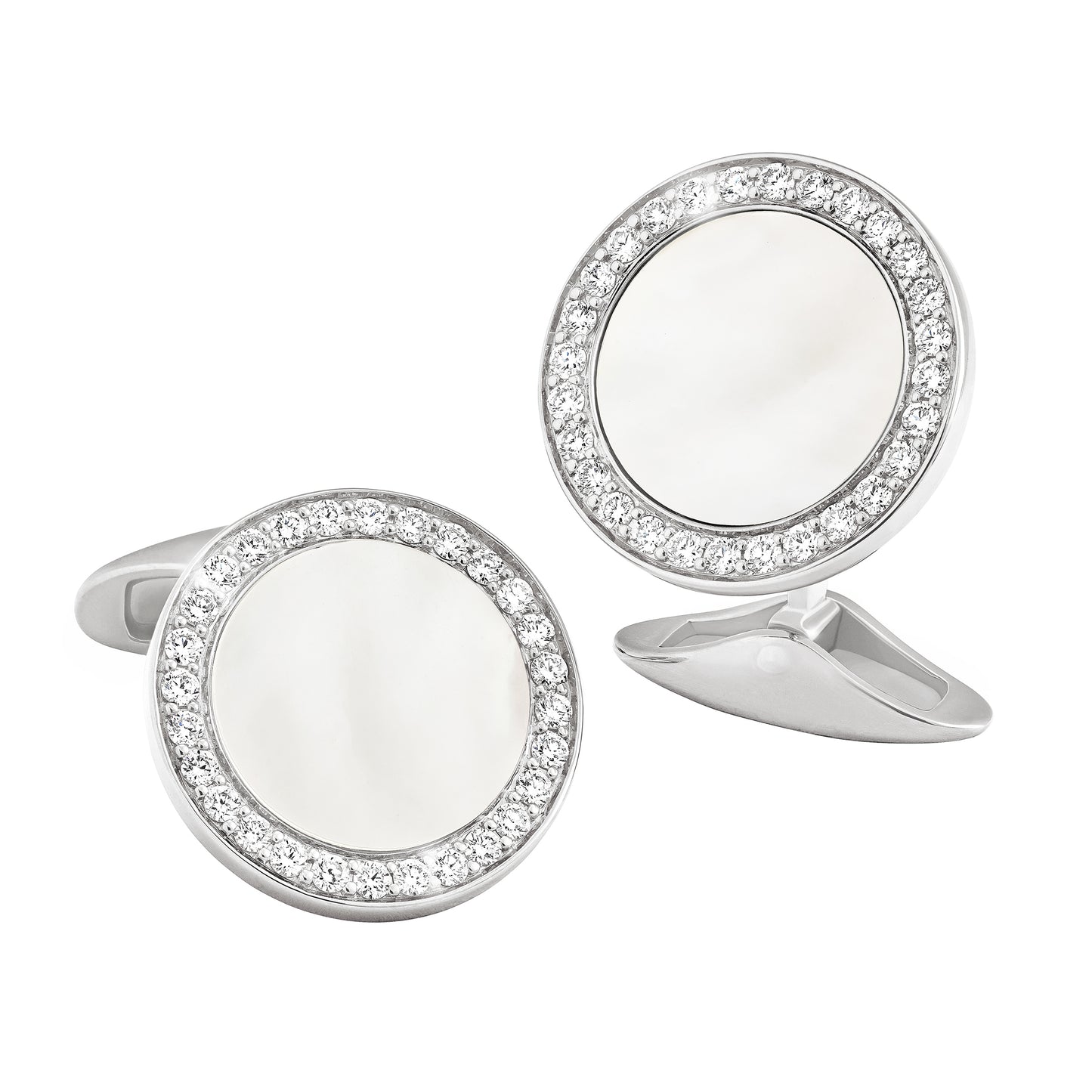 Mother of Pearl & Diamond 18k White Gold Cufflinks