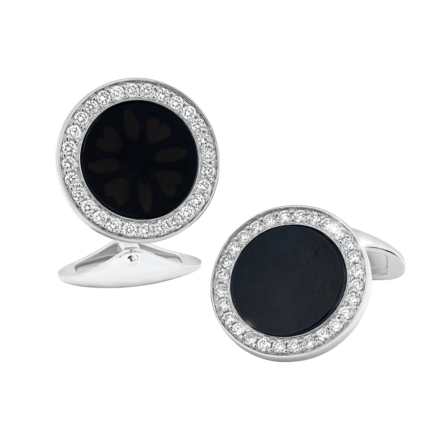 Black Onyx & Diamond 18k White Gold Cufflinks