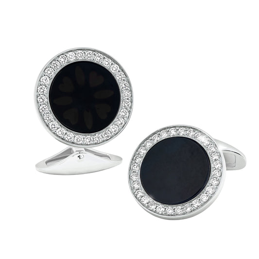 Black Onyx & Diamond 18k White Gold Cufflinks