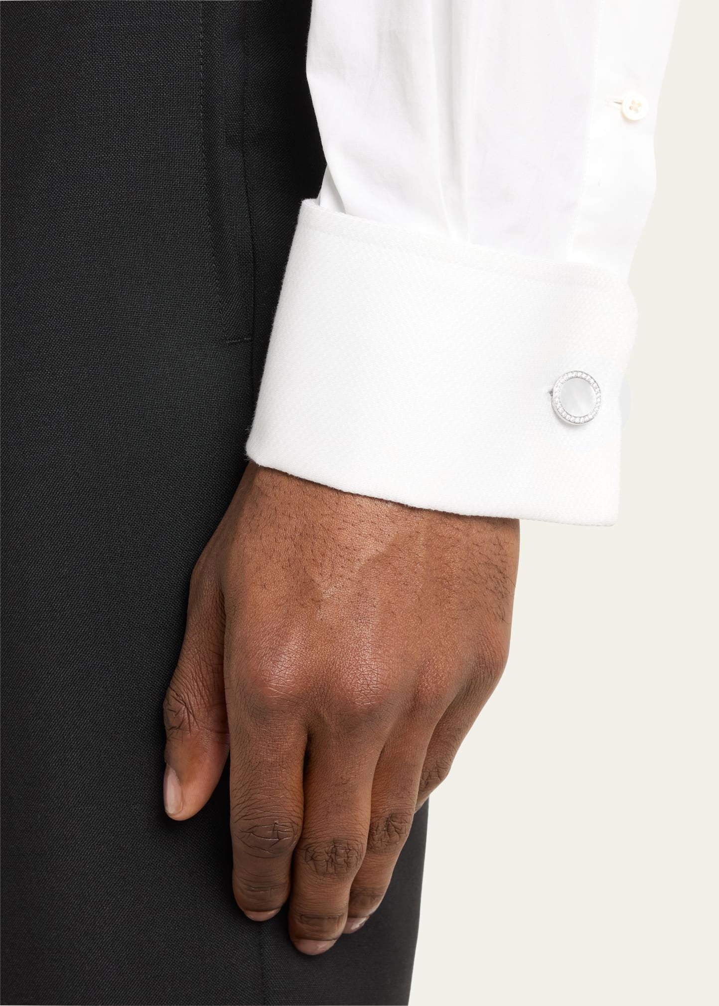 Mother of Pearl & Diamond 18k White Gold Cufflinks