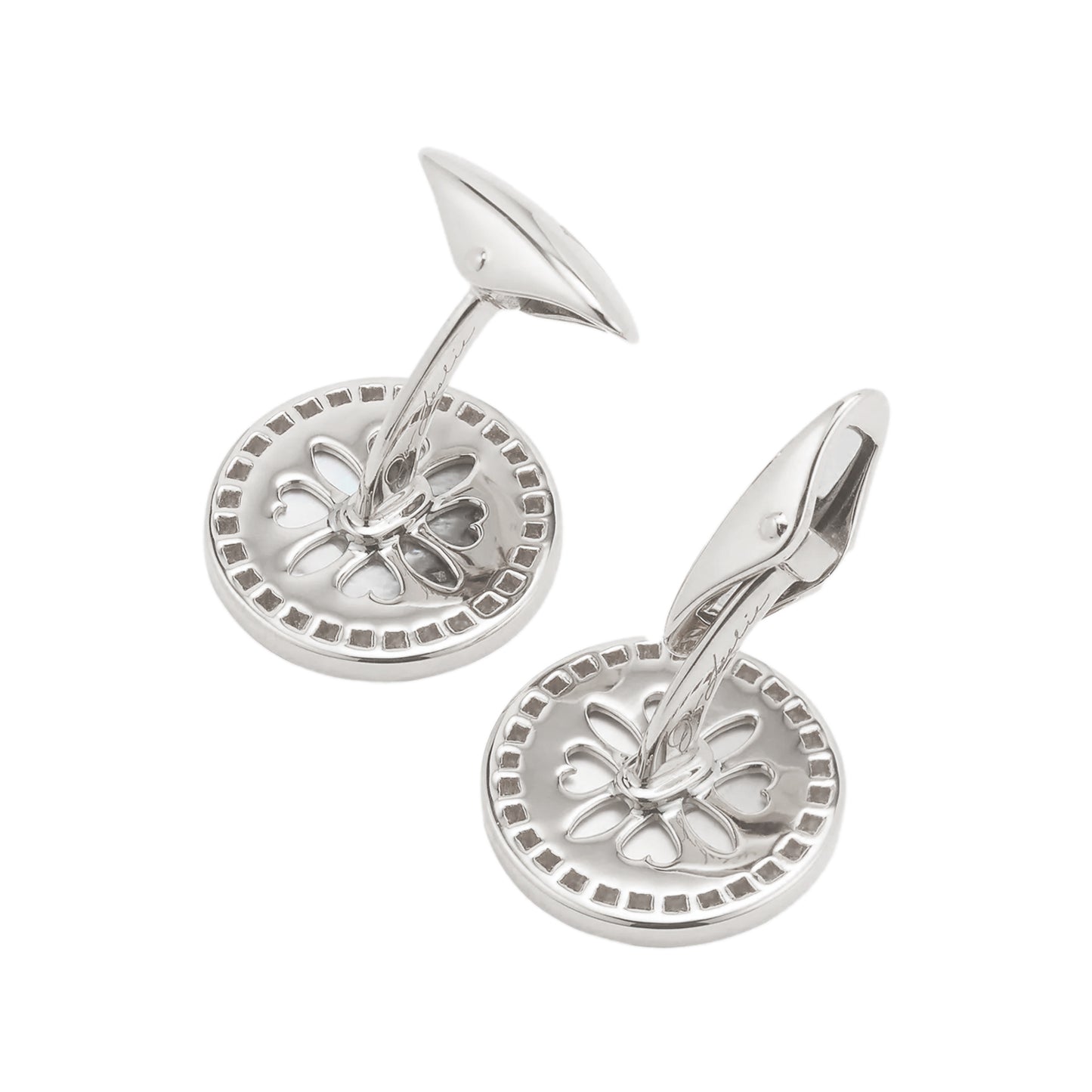 Mother of Pearl & Diamond 18k White Gold Cufflinks
