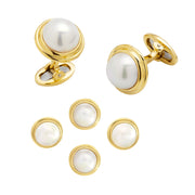 Gold vermeil mabé pearl tuxedo cufflink and shirt stud set