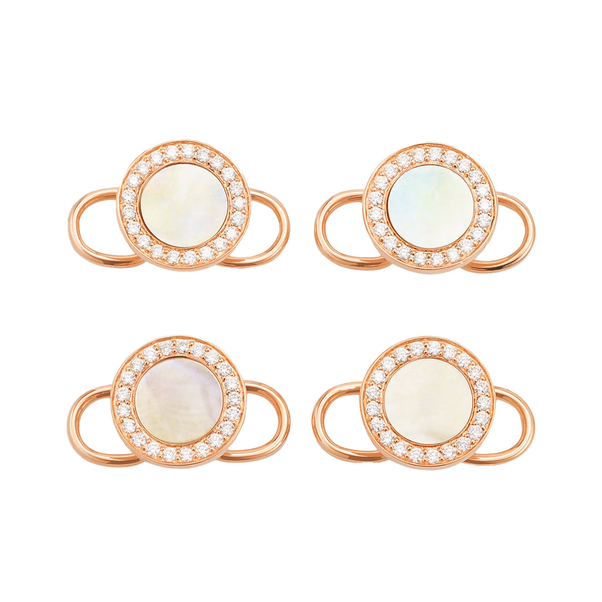 Mother of Pearl & Diamond 18K Rose Gold Tuxedo Studs Set
