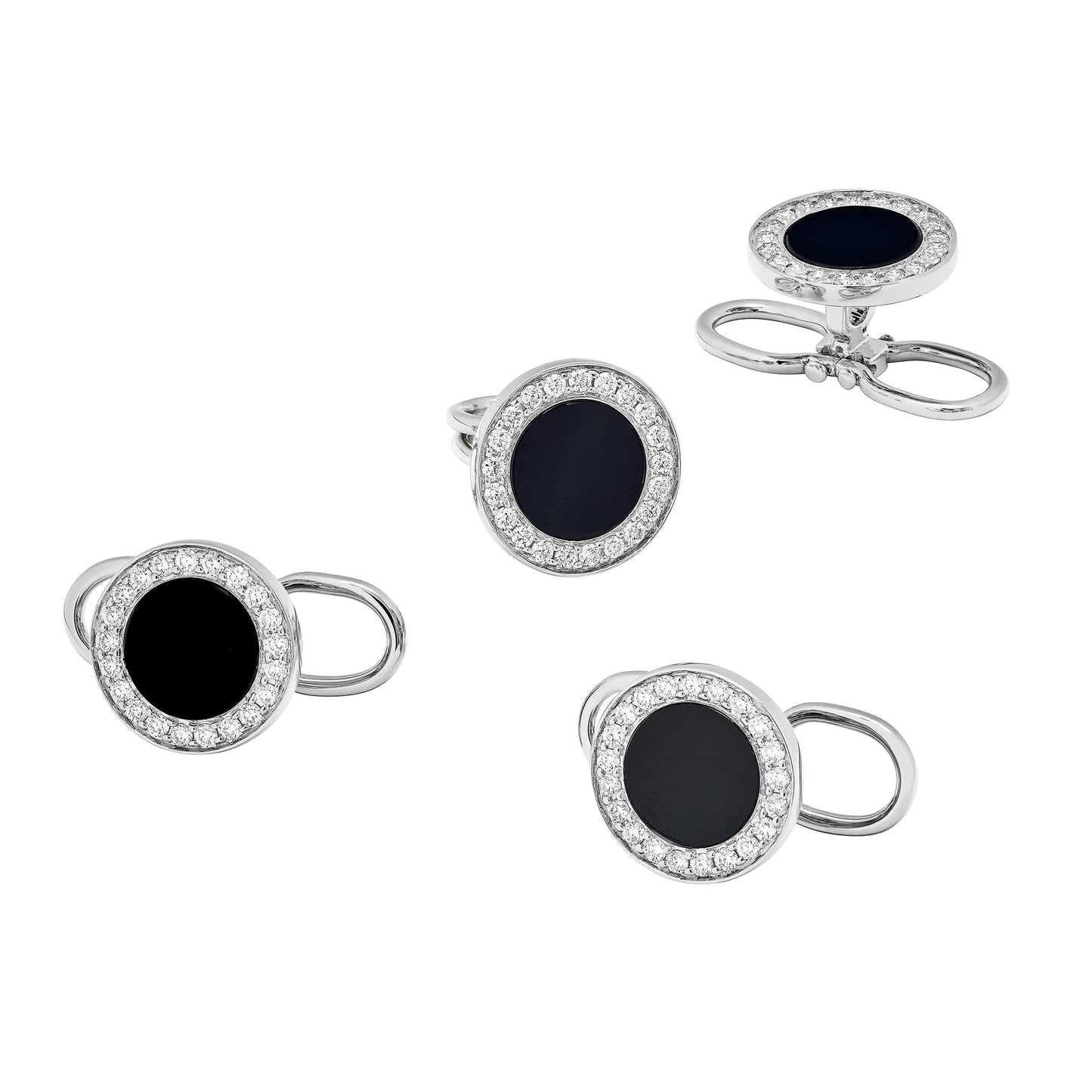 Black Onyx & Diamond 18k White Gold Tuxedo Studs