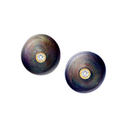 Black Pearl and White Diamonds 18K Yellow Gold Post Earrings